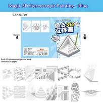 Magic 3D Stereo Drawing Pad Durable Kids Educational Doodle Sketchbook Long-Lasting Graffiti Pad for Daily Creative Play mėlyna
