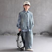 Boys Korean Style Spring Autumn Children Three Piece Set Shirt Vest Pants Clothing 170cm gray