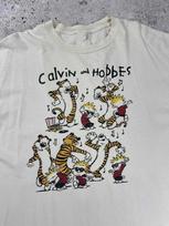 Vintažiniai 90-ųjų Calvin and Hobbes animacinių filmukų komiksų marškinėliai t-shirt VN1991 L white