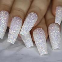24pcs Shiny Long Stiletto Diamond Press On Nails Gradient White Nude French Flase Nails Full Cover Rhinestones Fake Nails Tips gray