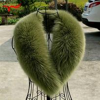 Winter Real Fox Fur Collar 100% Genuine Natural Pink Scarf Scarves Women Large Size Wraps Neck Warmer Luxury Furry Shawl Female Length 75cm brown