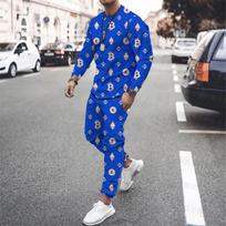 Bitcoin Men T Shirt Long Sleeved Trousers Basketball Jersey Street Fashion Casual Sportswear Suit Spring New Argentina Man Set 4XL blue