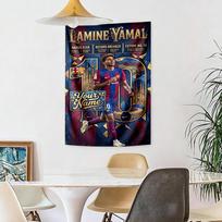 Lamin Yamal Pritaikykite savo vardą Sienų dekoras Gobelenas Menas Gyvūno Atminimui Gimtadieniui Vestuvių Šventei Fonas Šeimos Dovana 100cmx150cm