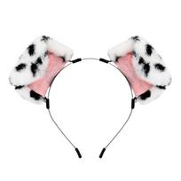 Floppy Dog Ear Headband with Two Plush Ears, Adjustable Positions and Detachable Ears for Halloween and Party Costumes white