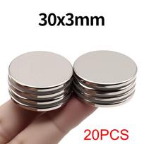 30x3mm Super stiprus neodimio magnetas N35 NdfeB Nuolatinis magnetinis imanes Apvalūs galingi magnetai Šaldytuvo magnetas