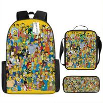 The Simpsons Kids Backpack Set School Bag Shoulder Bag Pencil Case 3-Piece Cartoon Cute Fashion for Boys Girls Gifts Three piece set