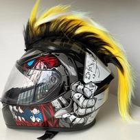 Universal Mohawk Helmet Wig Punk Style Cockscomb Wigs Durable Motorcycle Helmet Decorations geltona