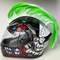 Universal Mohawk Helmet Wig Punk Style Cockscomb Wigs Durable Motorcycle Helmet Decorations žalia
