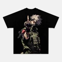 Kakashi Hatake Naruto Vintage Anime Graphic Shirt T-Shirt Retro Tee 140 gray