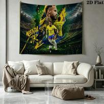 Neymar Jr Brasil Wall Tapestry Aesthetic Wall Hanging Printed Fabric Blanket Decorative Tapestries for Bedroom Living Room Home Decor 130cm x 150cm