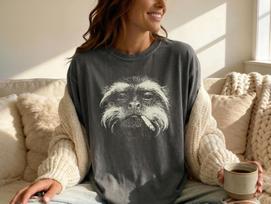 Smoking Tamarin Monkey Shirt, Vintage Y2K Grunge Tamarin Monkey Graphic Tee, Funny Monkey Face, Comfort Colors® Edgy Meme, Gift Animal Lover M black