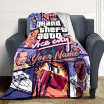 Grand Theft Auto Personalized Name Blanket Lightweight Customizable Blanket Ultra-Soft Perfect for Office Seaside Sofa Living Room 80cmx120cm
