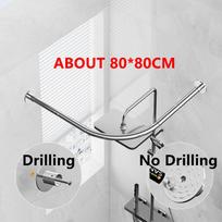Drilling/No Drilling Shower Curtain Pole Arc L-Shaped Stainless Steel Retractable Rail Rod Telescopic Rod