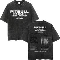 Vintage Washed Rapper Pitbull Mr.worldwide Merch T-shirt Men Women Hip Hop Fashion T-shirts Summer Casual Short Sleeve T Shirt21 S black