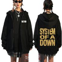 Rock Band System of A Down Tour  Zipper Hoodie Men Gothic Punk Rock Zip Up Jacket Men's Hip Hop Oversized Zip Up Sweatshirt M juoda