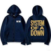 Rock Band System of A Down Tour  Zipper Hoodie Men Gothic Punk Rock Zip Up Jacket Men's Hip Hop Oversized Zip Up Sweatshirt M tamsiai mėlyna spalva