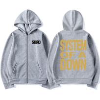 Rock Band System of A Down Tour  Zipper Hoodie Men Gothic Punk Rock Zip Up Jacket Men's Hip Hop Oversized Zip Up Sweatshirt M white