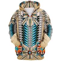 2025 Ethnic Indian Elements 3D Print Sweatshirt Hoodie M beige