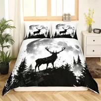 1-3 Deer Elk Bedding Set,Single Twin Full Queen King Size,Wreath Baby Cartoon Present Bed Set Kid Bedroom Bedding Sets 135×200cm gray