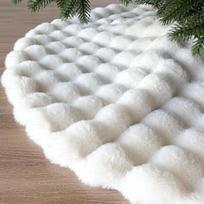 Kalėdinio eglutės padėklas, pliušinis, burbuliukų audinio, baltos spalvos, šventinei puošybai 90cm