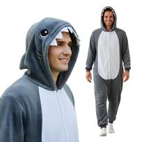 Onesie Kigurumi Pajamas Costume Disguise Gray Shark : 145-155Cm black