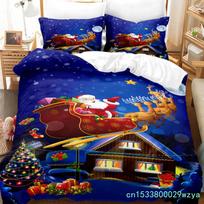 3D Christmas Quilt Cover Bedding Set Duvet Comforter Pillow Case Bed Linens Twin Queen King Double Full Single 3PCS 2PCS Bedroom EU single(135x200cm)