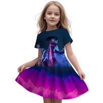 Kpop Demon Hunters Girl Dress With 3d Print And Princess Style For Summer Play Style 6,160cm blue