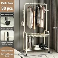 Mobile Trouser Rack/Stand With Wheels Hangers And Storage Racks– Versatile Multi-Tier Design Includes Free Hooks D