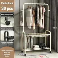 Mobile Trouser Rack/Stand With Wheels Hangers And Storage Racks– Versatile Multi-Tier Design Includes Free Hooks E