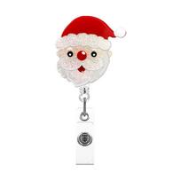 Acrylic Retractable Badge Holder Santa Claus ID Card Holder Christmas Badge Reel  Name Card Style 6