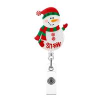Acrylic Retractable Badge Holder Santa Claus ID Card Holder Christmas Badge Reel  Name Card Style 5
