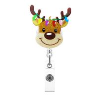 Acrylic Retractable Badge Holder Santa Claus ID Card Holder Christmas Badge Reel  Name Card Style 8