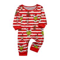 Family Matching Christmas Printed Pajama Set Long Sleeve Neck Top and Pants for Parent and Kids 9 Months