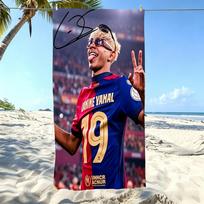 L-Lamine Y-Yamal B-Barcelona #19 Beach Towel Microfiber Soft Quick Dry Soccer Star Print Bath Towel for Fans Swimming Outdoor 70CMX140CM