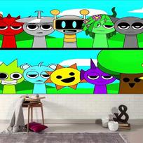 1pc Incredibox Sprunki Tapestry, Living Room, Bedroom, Office, Party Decor, Ideal Festive Gift 100cmx150cm blue