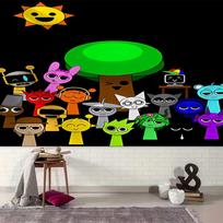 1pc Incredibox Sprunki Tapestry, Living Room, Bedroom, Office, Party Decor, Ideal Festive Gift 100cmx150cm