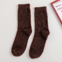 Mink fleece socks men's autumn and winter tube socks coral fleece home floor socks thickened plush warm men's stockings One size fits all black