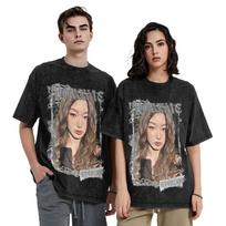 Katseyes Yoonchae Kpop Y2K Group Washed T Shirts Streetwear Vintage T-Shirts  Tee Shirt Men Women 100% Cotton Street Printed L black