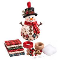 DIY Projects for Winter Festivals Patchwork Ornament Kit Christmas Holiday Decoration, Decorative Fabric Craft Set with Traditional Patterns Seasonal C brown