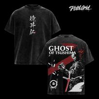 Jin Sakai From Ghost Of Tsushima Graphic Tee, Oversized Heavyweight Cotton Tees, 120 black