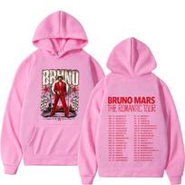 Bruno Mars The Romantic Tour 2026 Print Hoodie Man Woman Gothic Punk Pullover Long Sleeves Casual Vintage Oversized Sweatshirt XL rožinė