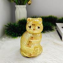 Creative Cat Shaped Mirror Disco Ball Sculpture Sparkling Reflective Decor for Home Party Desktop Decoration Gift
