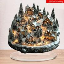 2D Sniego namelis Stalo dekoracija Ornamentai Namų lovos staliuko ornamentai One Size gray