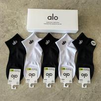 Alo Short Tube Socks Men Women Casual Sports Breathable Cotton All Season Comfortable Women-2 white