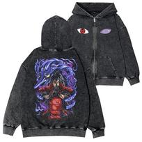 Naruto vintažinis oversized su gobtuvu švarkas - Japonų anime stilius (Ruduo/Žiema) 4XL black