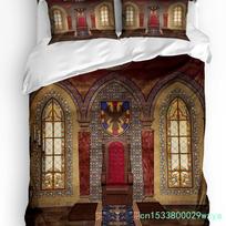 Medieval Bedding Set For Bedroom Bed Home Heraldic Design From Middle Ages Coat Of Arms C Duvet Cover Quilt Cover And Pillowcase EU single(135x200cm) black
