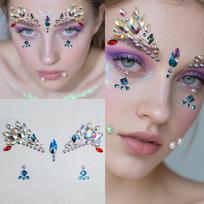 Butterfly Face Gem Stickers Shiny Rhinestone Self Adhesive Portable for Travel Festival Rave Party Cosplay Face Makeup