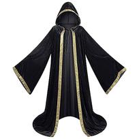 Halloween performance of the Grim Reaper cosplay Cloak4Color-printed velvet cape with gold trim for cosplay XL black