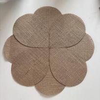 2PCS Sewing Petal Design Heat Insulation Pad Eco-Friendly Table Mat Jute Placemat  Dinner Party chaki