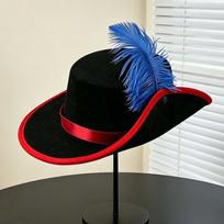 Wide Brim Feather Stage Cap Felt Masquerade Headwear Cavalier Top Hat  Photo Studio Prop Style 7